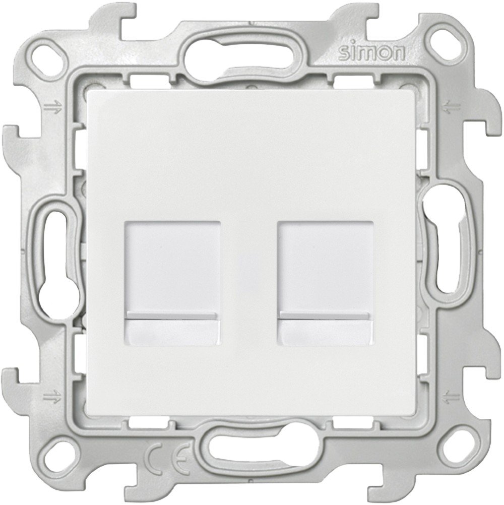 Розетка компьютерная 2xRJ45 Simon SIMON 24 HARMONIE, скрытый монтаж, со шторками, белый, 2450593-030