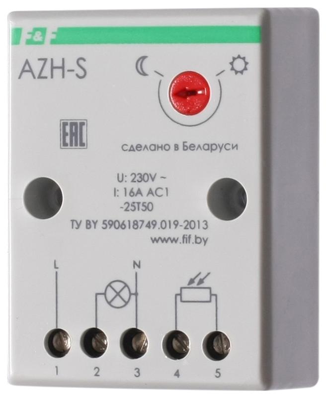 Фотореле AZH-S (выносной фотодатчик IP-65 монтаж на плоскость 230В 16А 1НО IP20) F&F EA01.001.007